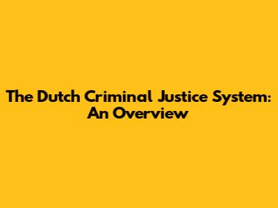 The Dutch Criminal Justice System: An Overview