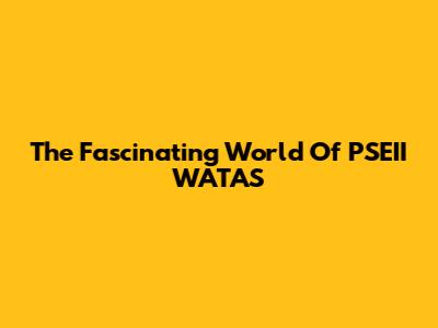 The Fascinating World Of PSEII WATAS