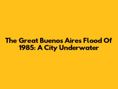The Great Buenos Aires Flood Of 1985: A City Underwater