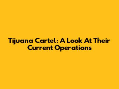 Tijuana Cartel: A Look At Their Current Operations