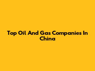 Top Oil And Gas Companies In China