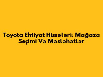 Toyota Ehtiyat Hissələri: Mağaza Seçimi Və Məsləhətlər