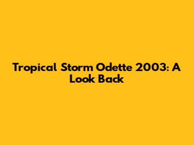 Tropical Storm Odette 2003: A Look Back