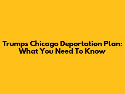 Trump's Chicago Deportation Plan: What You Need To Know