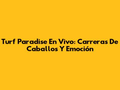 Turf Paradise En Vivo: Carreras De Caballos Y Emoción