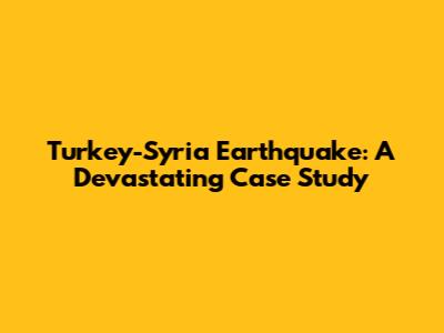 Turkey-Syria Earthquake: A Devastating Case Study