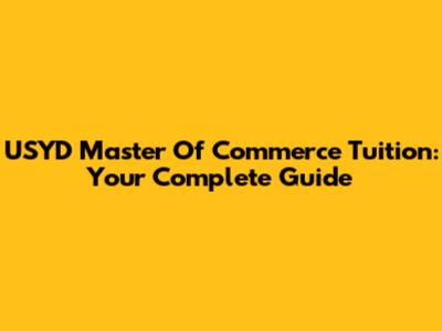 USYD Master Of Commerce Tuition: Your Complete Guide