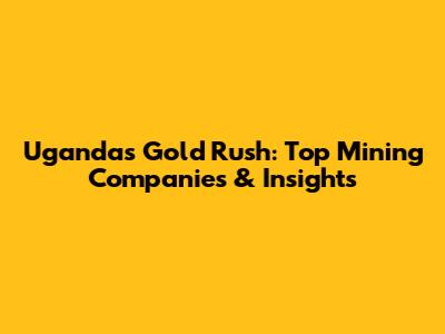 Uganda's Gold Rush: Top Mining Companies & Insights