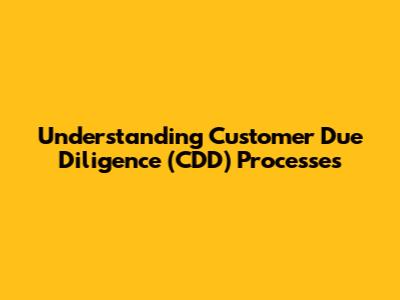 Understanding Customer Due Diligence (CDD) Processes