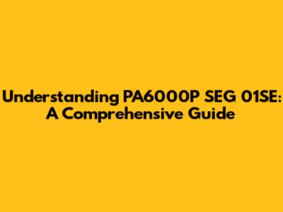 Understanding PA6000P SEG 01SE: A Comprehensive Guide