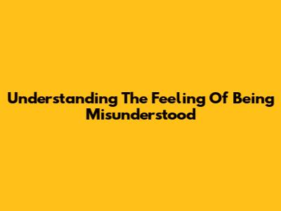 Understanding The Feeling Of Being Misunderstood