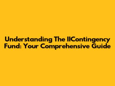 Understanding The IIContingency Fund: Your Comprehensive Guide