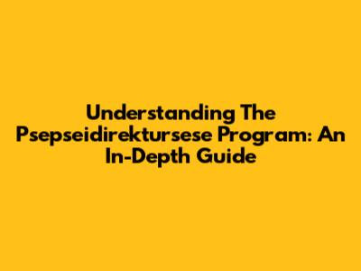 Understanding The Psepseidirektursese Program: An In-Depth Guide