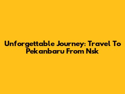 Unforgettable Journey: Travel To Pekanbaru From Nsk