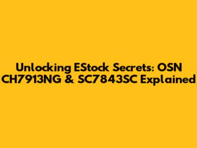 Unlocking EStock Secrets: OSN CH7913NG & SC7843SC Explained