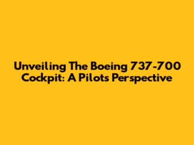 Unveiling The Boeing 737-700 Cockpit: A Pilot's Perspective