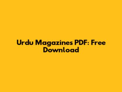 Urdu Magazines PDF: Free Download