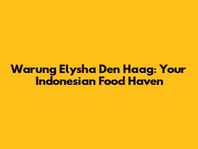 Warung Elysha Den Haag: Your Indonesian Food Haven