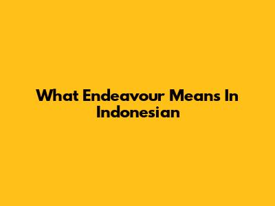 What Endeavour Means In Indonesian